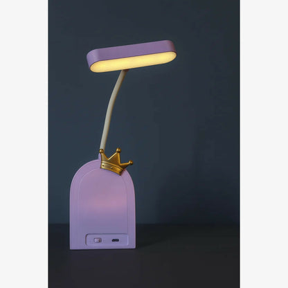 Cute Crown LED Desk Lamp with Soft Light & Flexible Neck