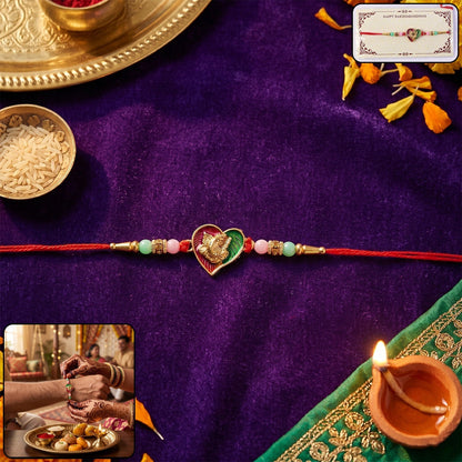 Lord Ganesha Rakhi Heart Shape Traditional for Raksha Bandhan (10pcs)