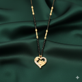 Mangalsutra Heart Pendant with Floral Motif and AD Stones – Elegant Design