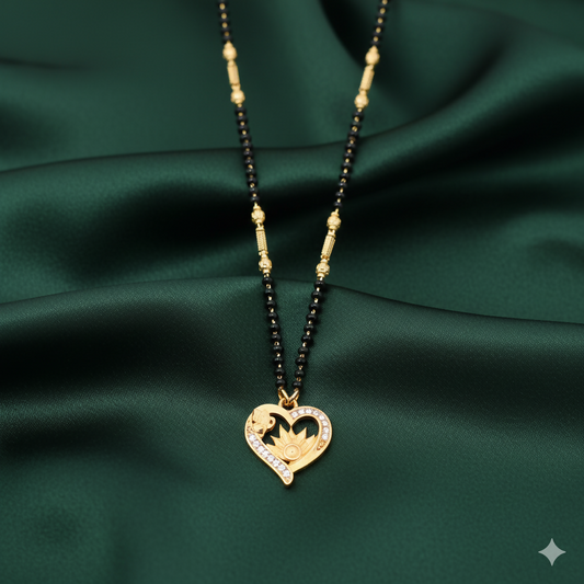 Gold-Plated Heart & Floral Mangal sutra with AD For women