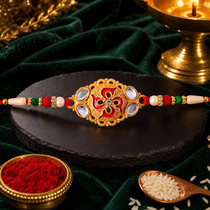 Swastik Designer Rakhi with Pearls for Raksha Bandhan Special (5pcs)