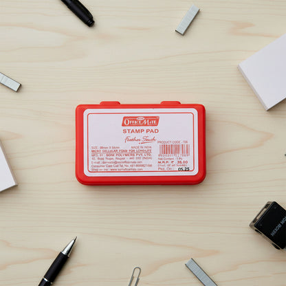 Officemate Small Stamp Pad Feather Touch Red Ink Long-Life Micro Cellular Foam (88cm x54cm)