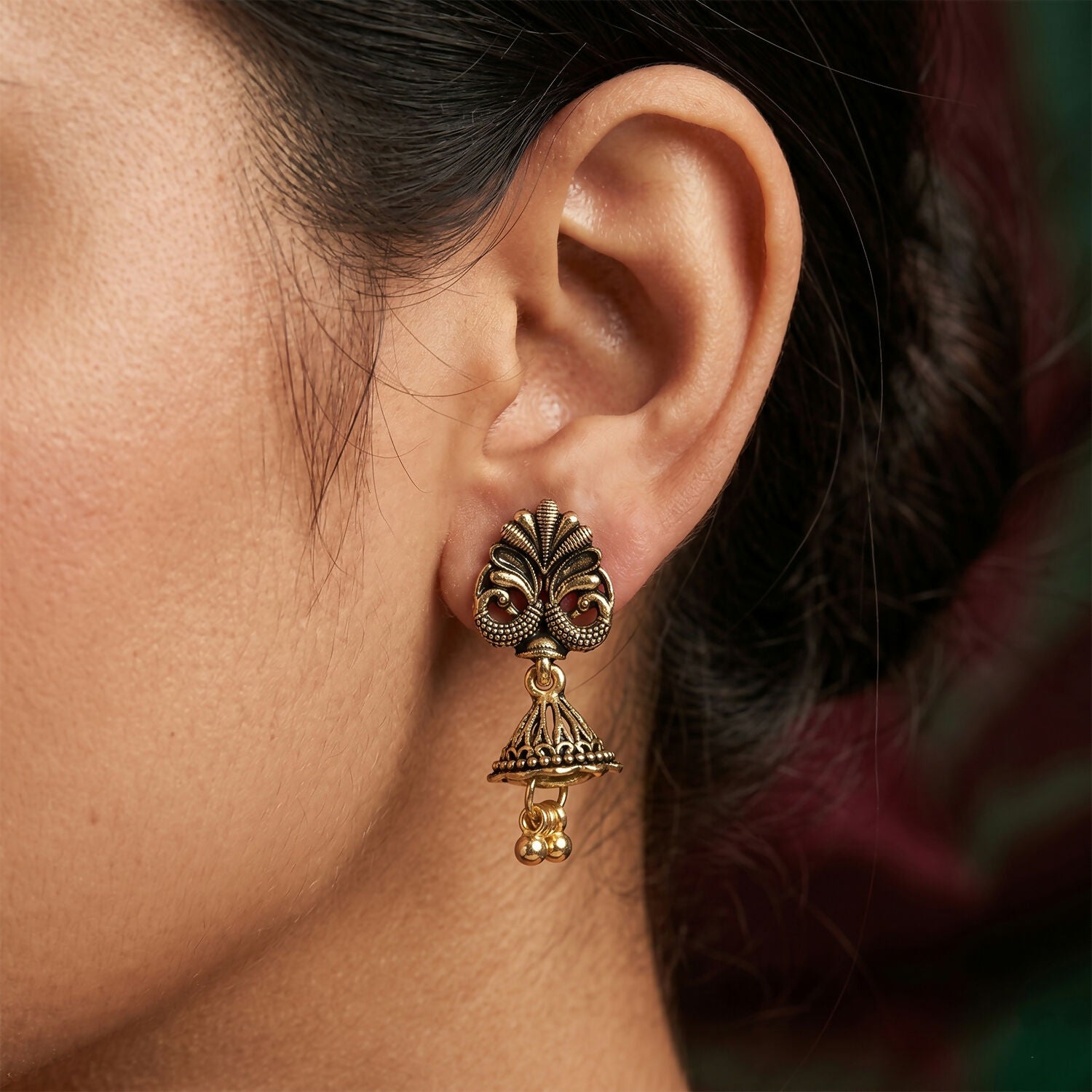 12 Pair Oxidised Peacock Design Jhumka Earrings Set for Women