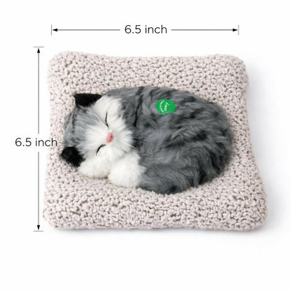 Sleeping Cat Showpiece for Home & Car Dashboard Decor | Soft Fur Look