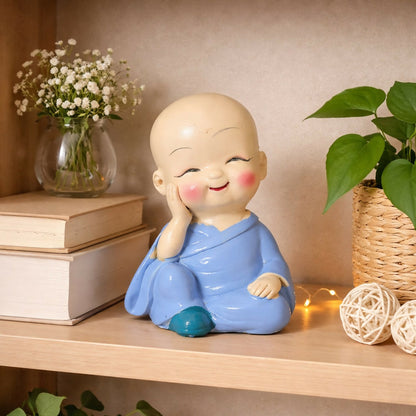 Smiling Monk Baby Buddha Figurine front view
