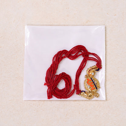 Elegant Rakhi with Ram Plaque, crystal accents and wrist style for Raksha Bandhan