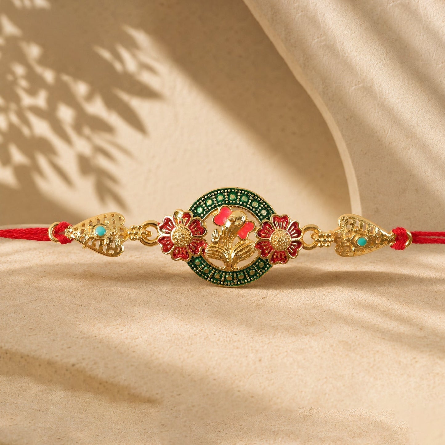 Ganesha Rakhi Kundan Beaded Floral Designer for Brother (5pcs)