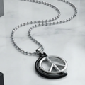 Silver Peace Symbol Pendant Necklace with Ball Chain for Men & Women, Minimalist Jewelry