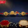 Peacock Charm Rakhi Stone Beaded Traditional Design (5pcs)