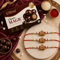 Om Rudraksha Rakhi Set with Choco Magic, Pack of 3