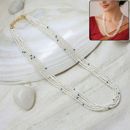 Multi-layer beaded pearl necklace with delicate strands for women