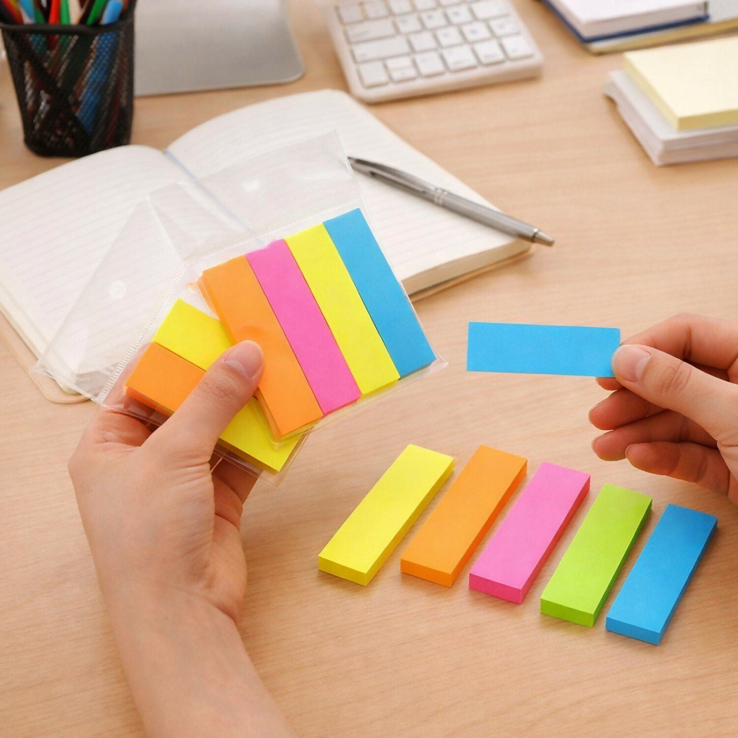 Self Sticky Notes Pad 5 Multicolour with Strong Adhesive (15×5×75mm,40 Sheets,6 Pack)
