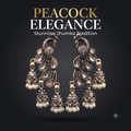 Oxidised Silver Peacock Jhumka Earrings Kundan Stone Triple Jhumki Pearl Danglers