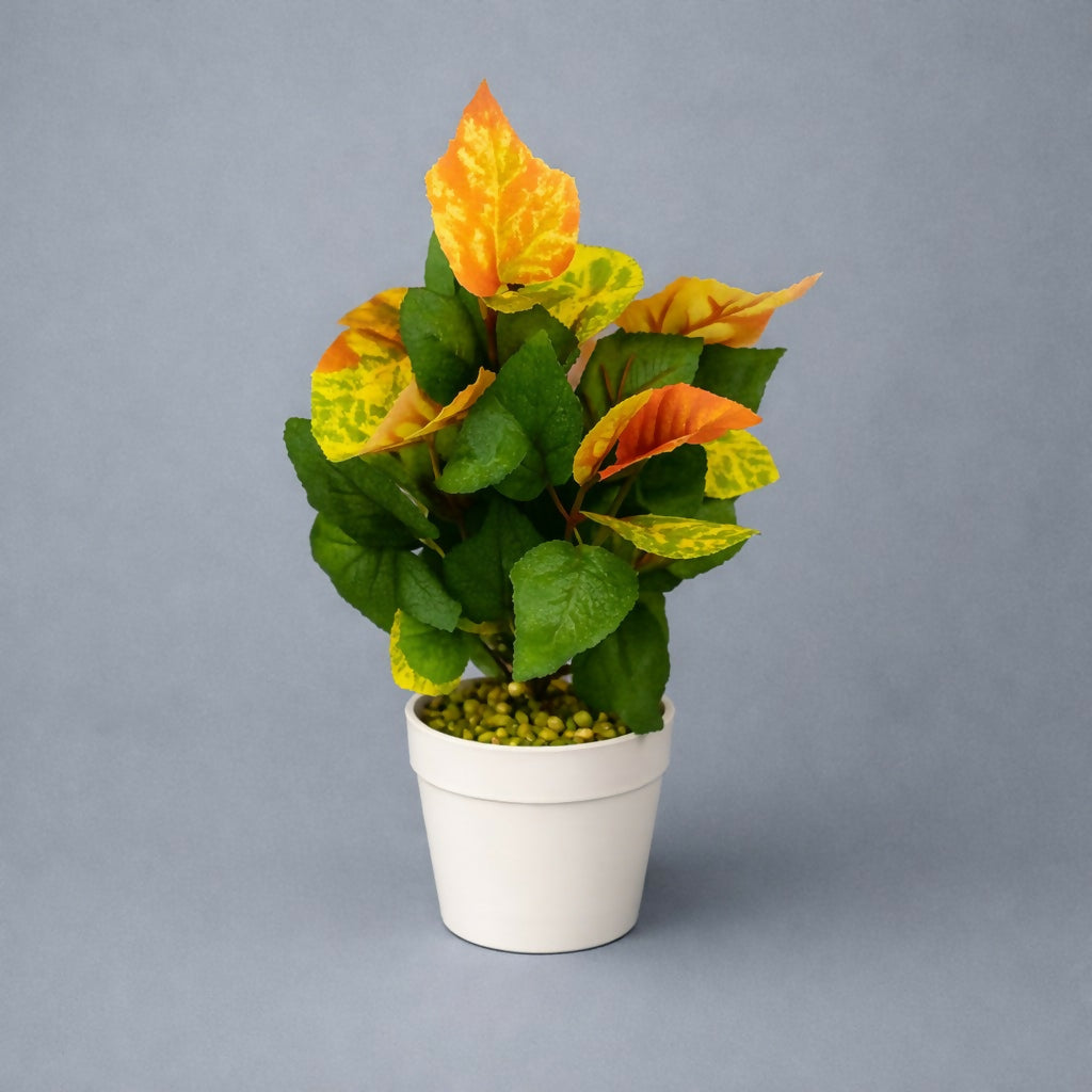 Artificial Decorative Leaf Plant with Pot for Home & Office Table Décor