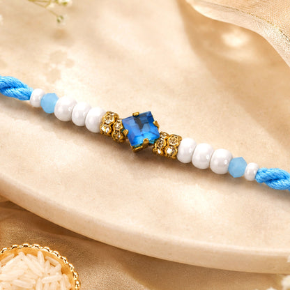 Beautiful Designer Rakhi with Studded Centre, Festive Beads and Raksha Bandhan Appeal
