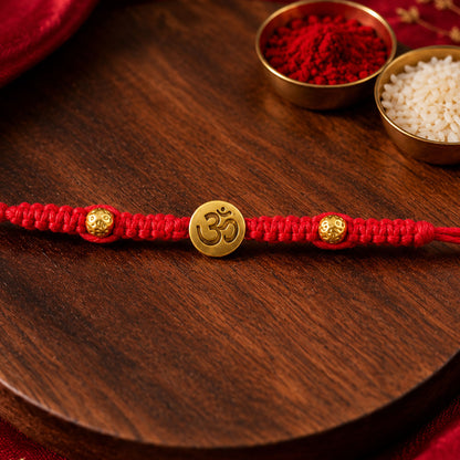 Elegant Stone Work Rakhi with Red Thread, Bead Detailing and Premium Celebration Look