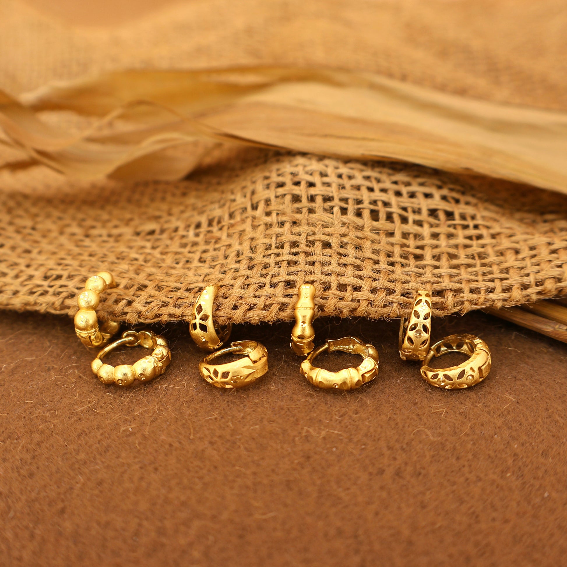 Gold Plated Tiny AD bali Huggie Hoop Earrings kan ki bali for Women/Girls Combo Pack of 4