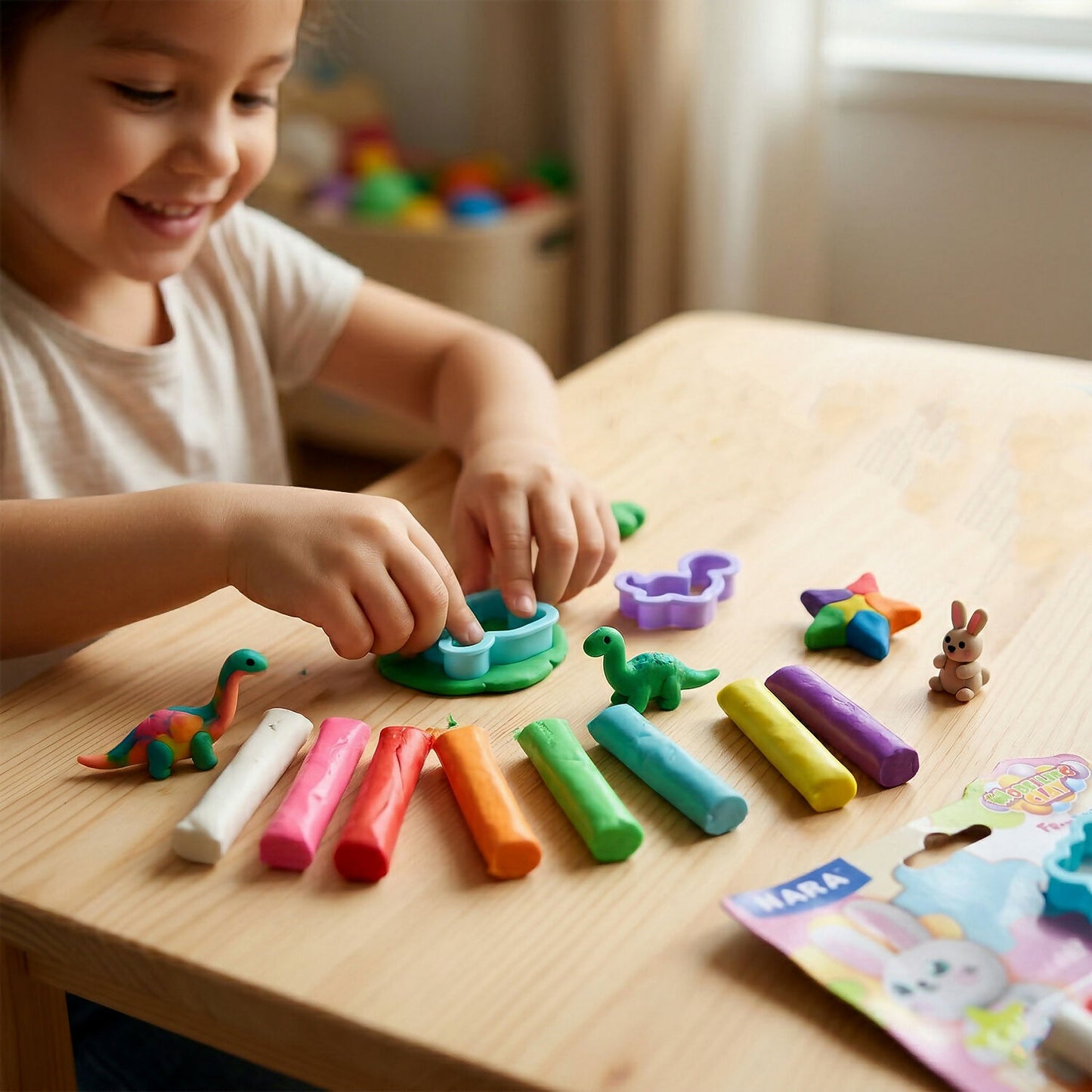 NARA 8 Color Modelling Clay Set with Shape Cutters – Kids Creative DIY Play Dough Kit (90 Gm)