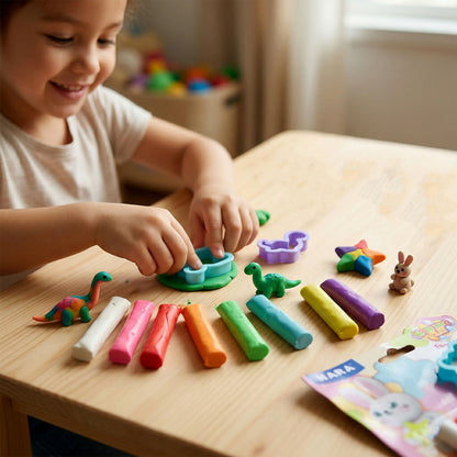 NARA 8 Color Modelling Clay Set with Shape Cutters – Kids Creative DIY Play Dough Kit (90 Gm)