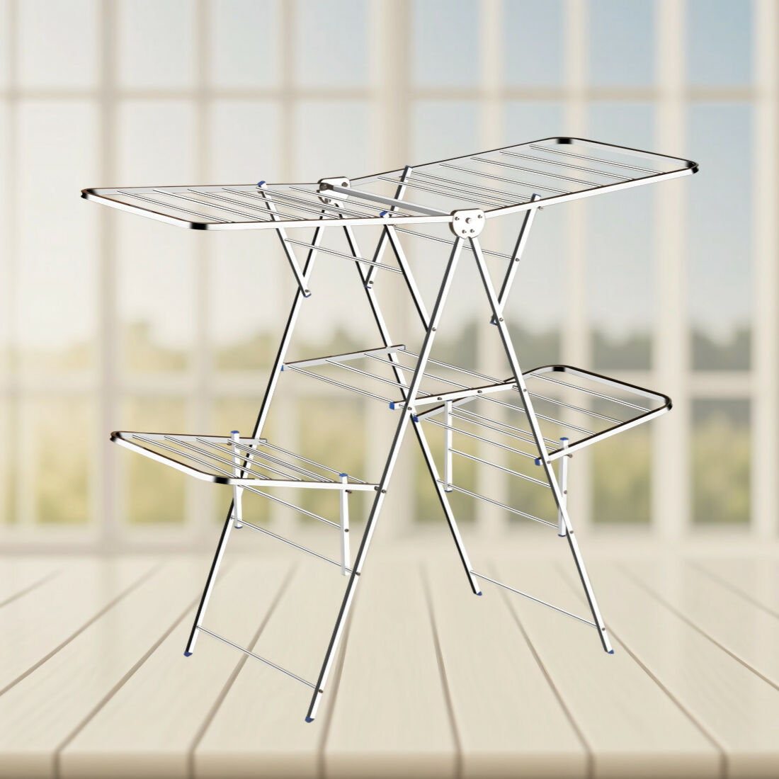 Double-Layer Foldable Stainless Steel Clothes Drying Rack | Heavy-Duty | Rust-Proof | 150x76x127 cm