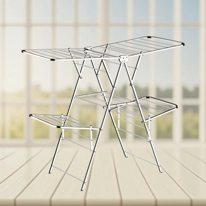 Double-Layer Foldable Stainless Steel Clothes Drying Rack | Heavy-Duty | Rust-Proof | 150x76x127 cm