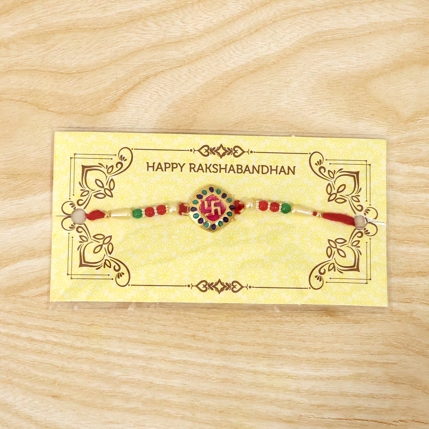 Swastik Rakhi for Brother Auspicious Beaded Design (10pcs)