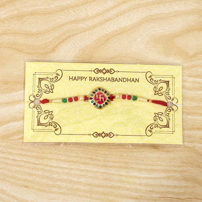Swastik Rakhi for Brother Auspicious Beaded Design (5pcs)