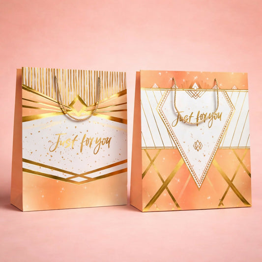 Premium Golden Design Gift Paper Bag with Handle 1 Piece