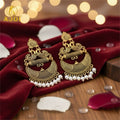 Antique Gold Tribal Chandbali Earrings – Elegant Pearl Drops