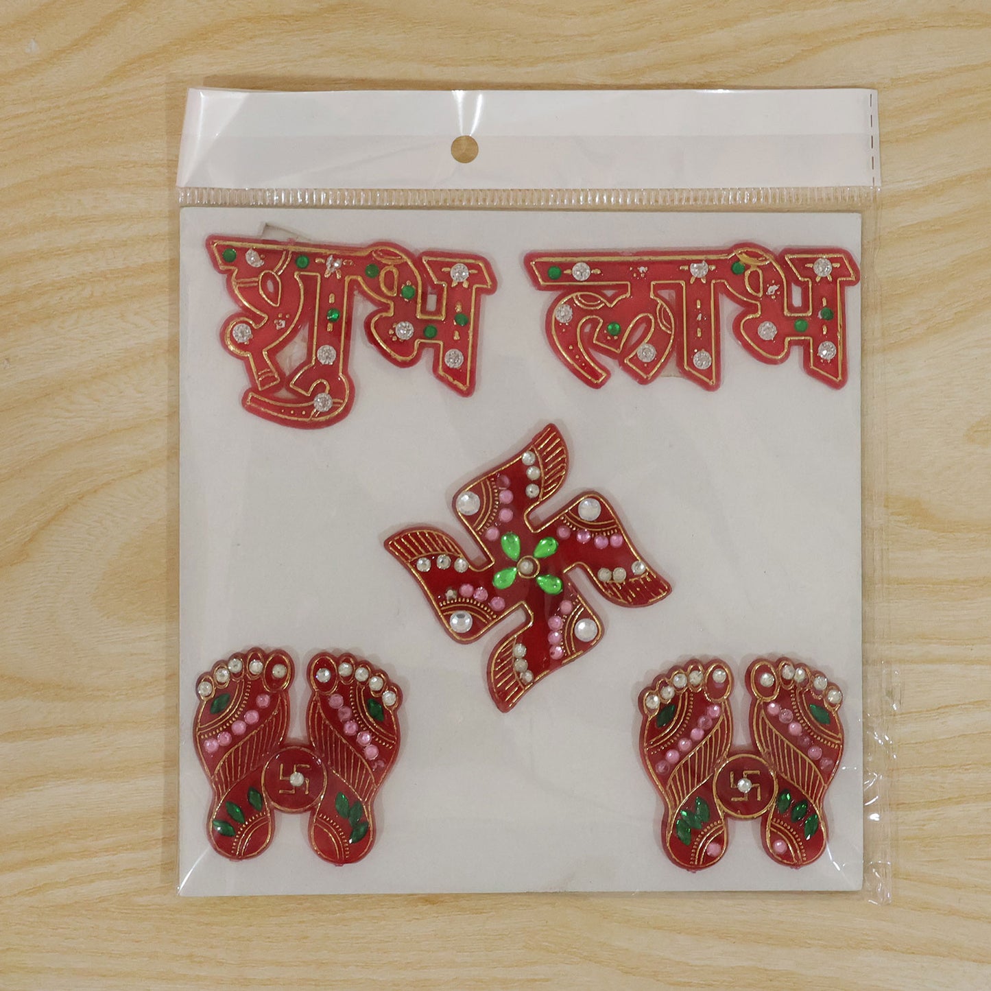 Decorative Shubh Labh Swastik & Lakshmi Footprints Set for Pooja Room & Home Decor
