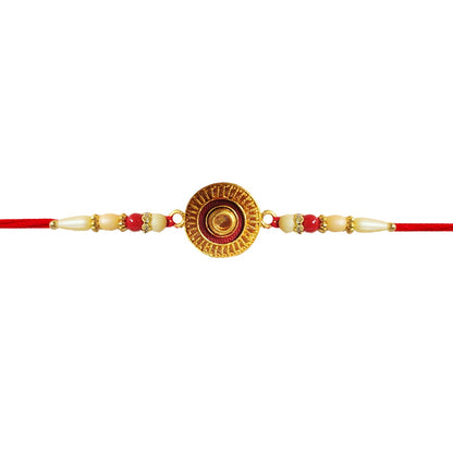 Traditional Round Rakhi with Pearl Beads for Rakshabandhan - Elegant and Festive (5pcs)
