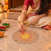 Round Floral Rangoli Stencil Board for Door Entrance and Festive Decoration