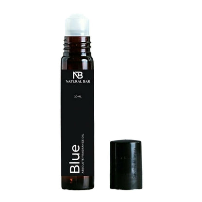 Blue Luxury Attar Roll On displayed with natural background, highlighting portability and elegance