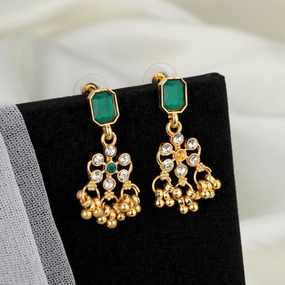 Traditional Gold-Plated Green Enamel Lotus Choker with Pearl Drops