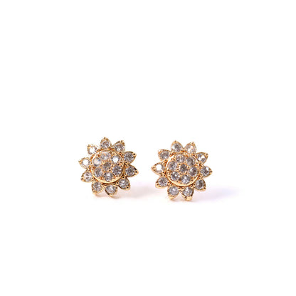 Elegant Floral CZ Stud Earrings with Gold Tone Finish for Daily & Party Wear Women