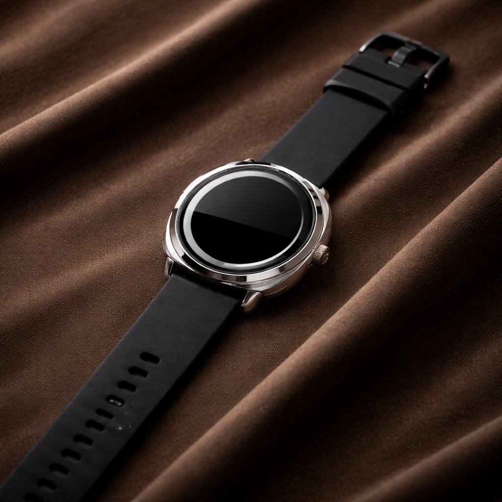 Close-up of the analog watch dial, highlighting the clear markers.