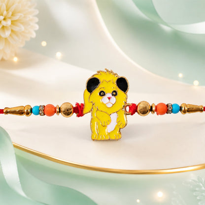 Lion Cartoon Kids Rakhi Multicolor Beads & Soft Red Thread (5pcs)