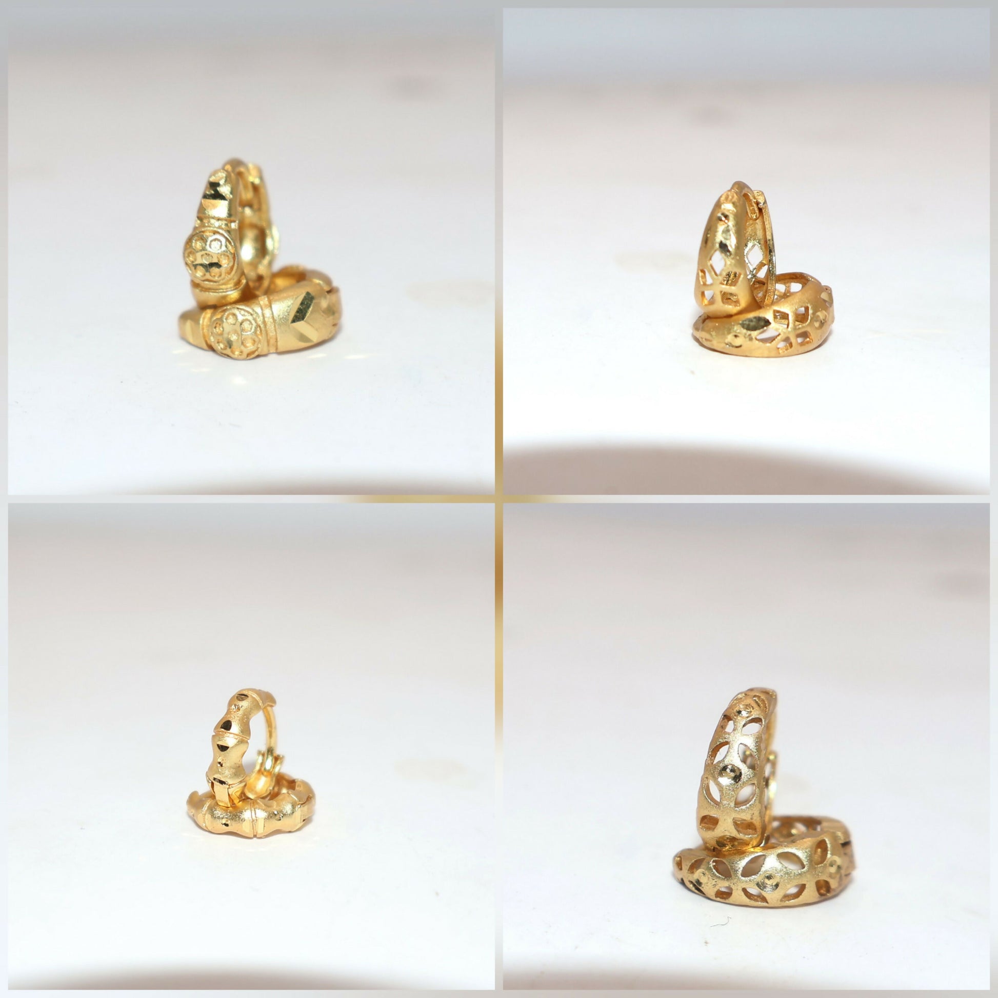 Gold Plated Tiny AD bali Huggie Hoop Earrings kan ki bali for Women/Girls Combo Pack of 4