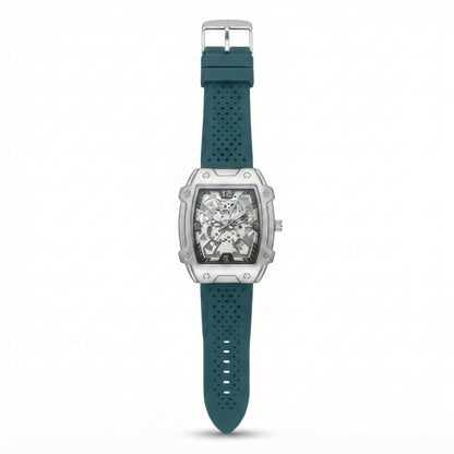 Premium Silver Dial Men's Watch With Silicone Strap For Trendy Casual Style