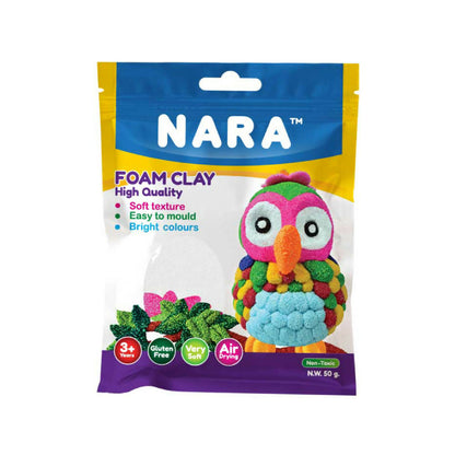 NARA Soft Foam Modelling Clay, Air Dry Non-Toxic DIY Creative Craft Clay for Kids Art (50Gm)