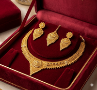 Festive Gold Tone Necklace Set for Women with Earrings and Maang Tikka Jewellery
