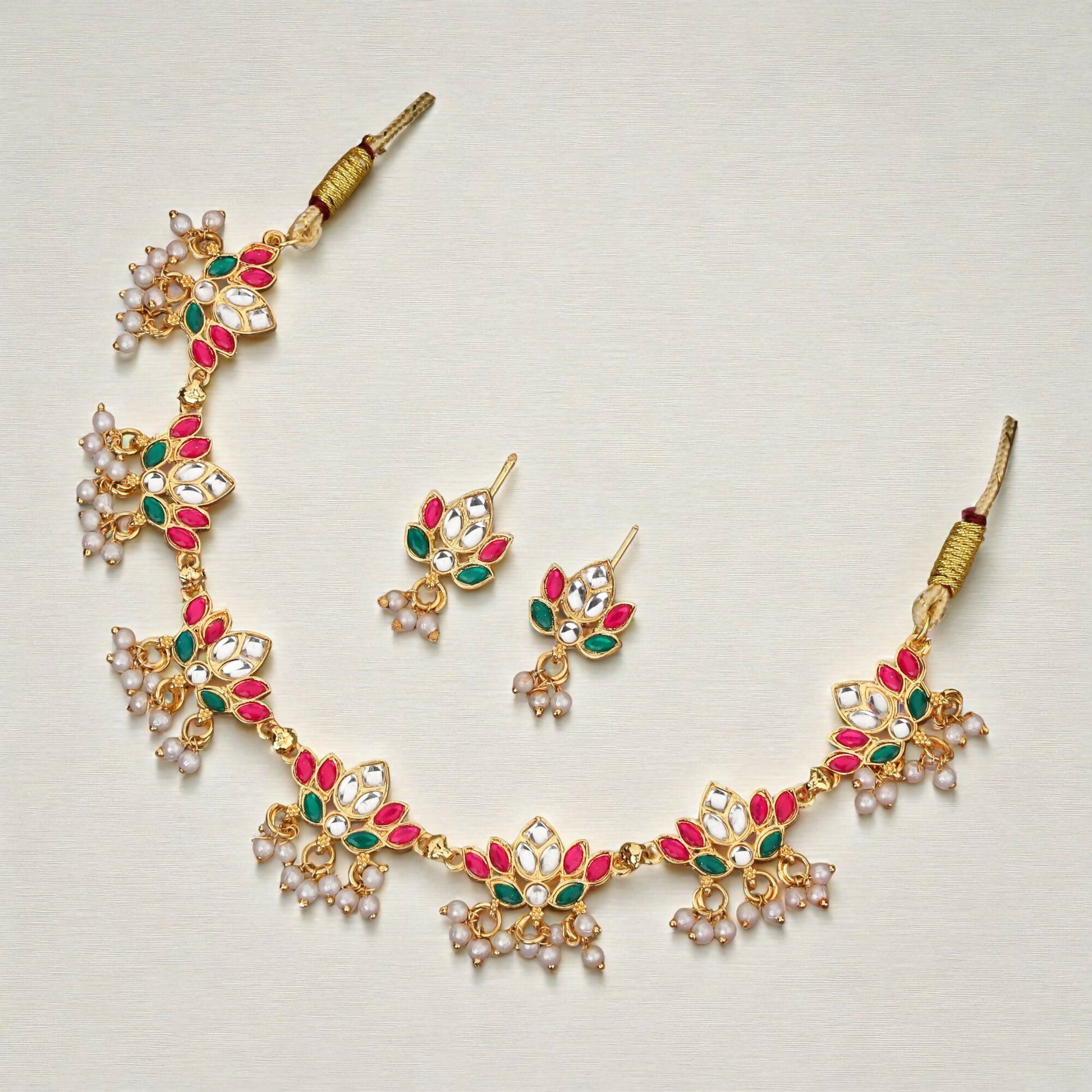 Modern Gold Pave Crystal Teardrop Choker Set