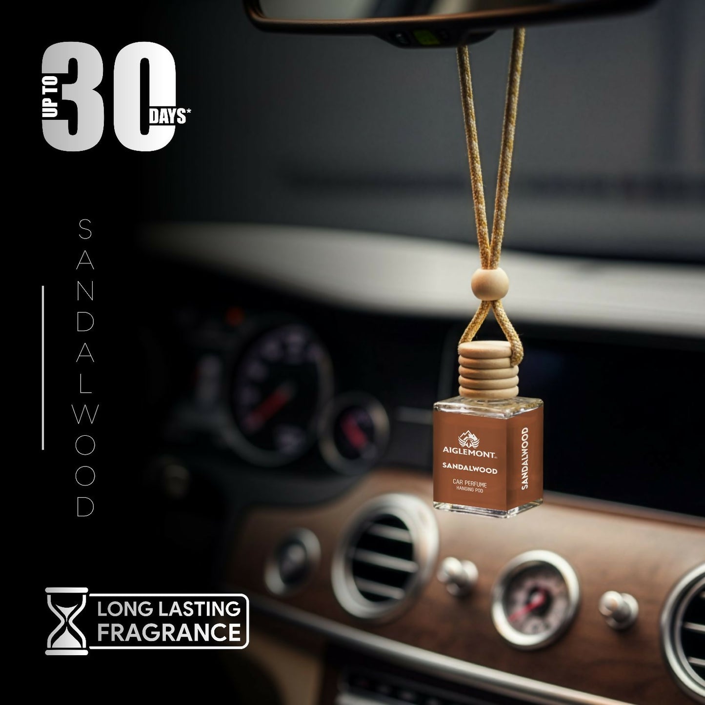 Sandalwood Car Perfume Hanging Pod Long Lasting Air Freshener Premium (10ml)