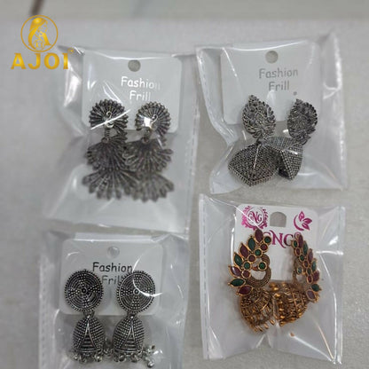 Traditional Indian peacock temple earrings combo perfect for festive and wedding occasions
