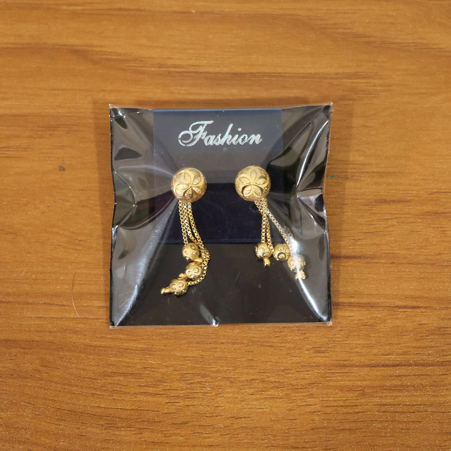 Floral Stud Chain Drop Earring with Elegant Bead Accents