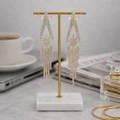 Elegant Crystal Long Earrings – Beautiful Pastel Floral Design