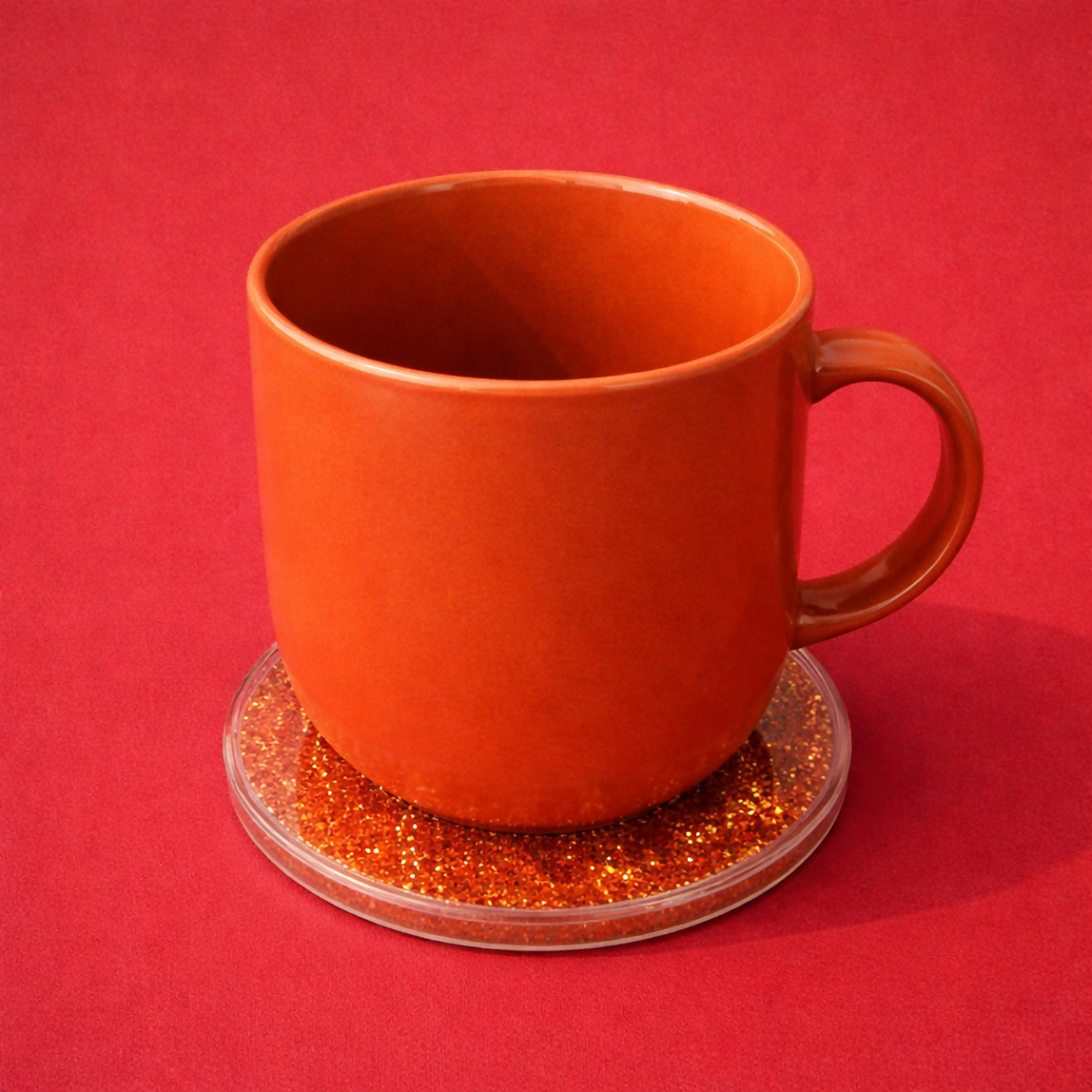 Red Glitter Resin Tea Coaster for Cup & Mug ( MUG NOT INCLUDED)