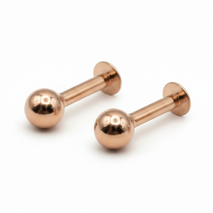Rose Gold plaated Labret Stud Earrings Flat Back Piercing for women and girls Combo Pack of 2