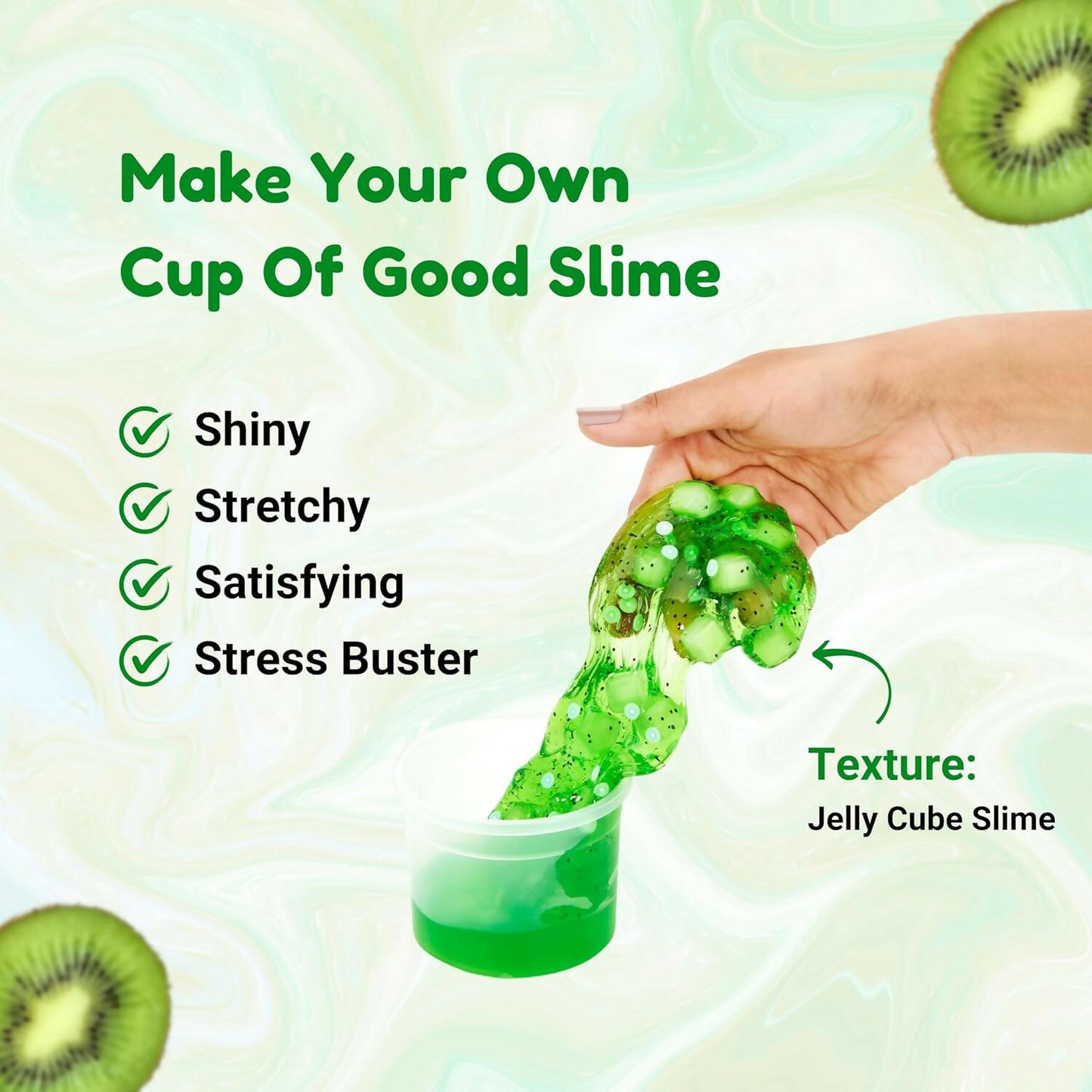 Kiwi Jelly Cube Slime Making Kit for Kids – DIY Tubbie Slime Kit with Activator