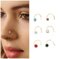 Gold-Plated 6-Pack Multicolor Crystal Nosepin kati for women and girls